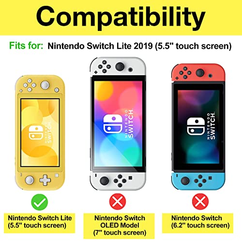 ProCase Funda Transparente y 2 Protectores Pantalla para Nintendo Switch Lite 2019, Carcasa TPU Suave Antigolpes Antiarañazos con 2 Unidades Protector Vidrio Templado –Transparente