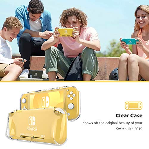 ProCase Funda Transparente y 2 Protectores Pantalla para Nintendo Switch Lite 2019, Carcasa TPU Suave Antigolpes Antiarañazos con 2 Unidades Protector Vidrio Templado –Transparente