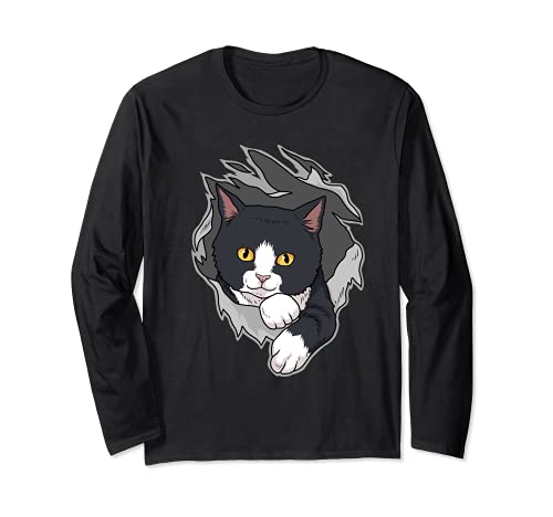 Propietario de Gato Tuxedo Mujer Gatito Tuxedo Manga Larga