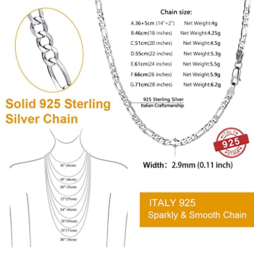 PROSTEEL Cadenas Plata 925 Hombre 55cm Cadena Fino Plata Ley para Mujer Regalo Aniversario