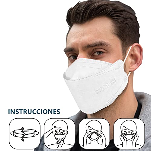 PROTECTOR P Mascarillas FFP2 NR Certificación CE 2163 Uso No Médico 3, 5, 10, 20, 50 o 100 pcs, filtración ≥ 95%, comoda ligera, Filtro Multicapa, Uso Personal, Mascarillas Facial Protección