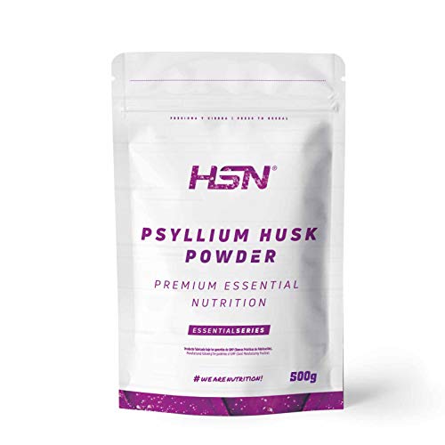 Psyllium Husk en Polvo de HSN | Sabor Natural 500 gr = 250 Tomas por Envase | 2000 mg por Dosis Diaria de Fuente de Fibra Soluble Cáscara de Plántago | No-GMO, Vegano, Sin Gluten