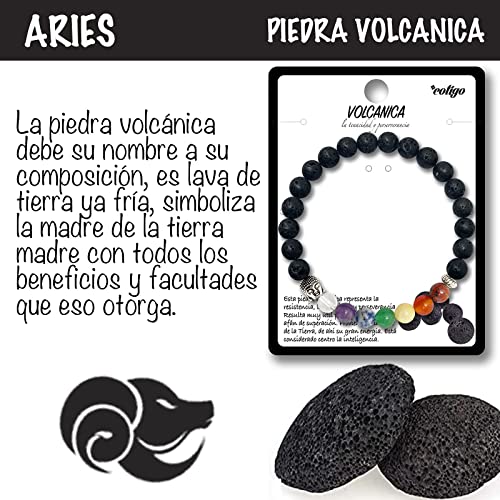 Pulsera de los 7 Chakras Piedras Naturales con Buda-Pulsera de Meditación y Yoga para Mujer y Hombres-Pulsera Elastica de Cuentas-Unisex para Regalos (Roca Volcánica,Lava negro,6mm)