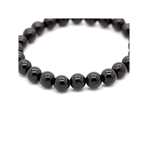 Pulsera Turmalina Negra Bolas de 8mm Minerales y Cristales para Curación, Belleza Energética, Meditacion, Medicina Alternativa, Amuletos Espirituales