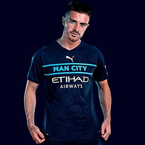 PUMA Hombre Manchester City Authentic Third Camiseta 21/22 Azul Marino/Blanco 2XL