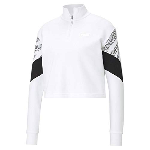 PUMA Rebel Half-Zip Crew TR Sudadera, Mujer, White/Castlerock, XL