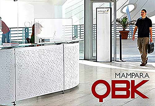 QBK. Mampara de Protección 115 x 75 cm – Ventanilla Incluida | Fácil Limpieza| Estable| ventana 15 x 26 cm, soportes de 40 x 20 cm, transparente| proteccion para oficinas, mostradores.