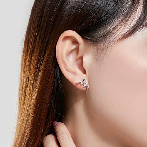 Qings Pendientes de hadas elfos Alas de moda Plata de ley 925 Regalos sorpresa para mujeres y niñas