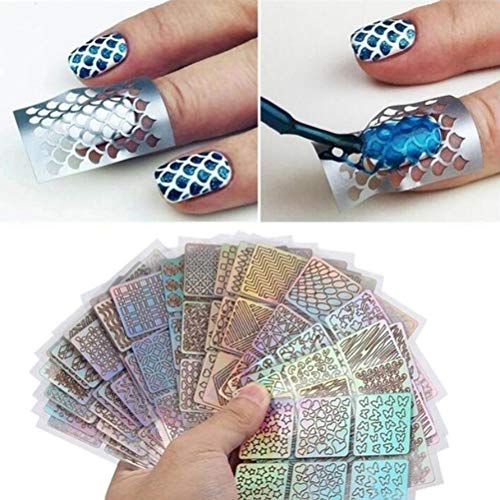 Qisen Pegatinas Uñas, 12 Hojas Pegatinas Uñas Decorativas Nail Art Stickers, Uñas Decoración de vanguardia Plantilla de Uña Pegatina de Decoración de Arte