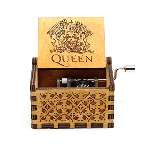 Queen Wood Music Box 18 Note Hand Crank Musical Boxes Antique Carved Musical Gifts Collections Home Decorations, Plays Bohemian Rhapsody(Part of Melody)