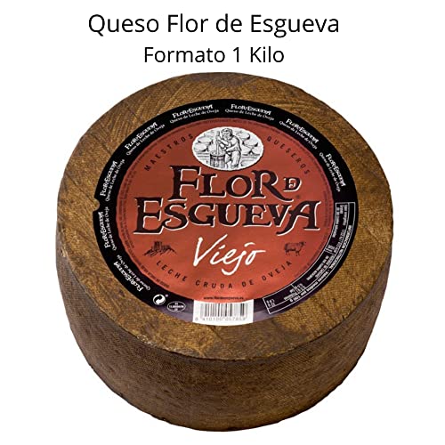 Queso Viejo Flor de Esgueva - Queso Curado Puro de Oveja - Queso Completo Formato 1 Kilo - Elaborado con leche cruda madurado en corteza natural - Queso Curado con Membrillo TDW