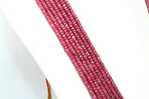 Rajasthan Gems - Collar de cuentas de rubí rojo con tratamiento facetado, 7 líneas, 565 quilates