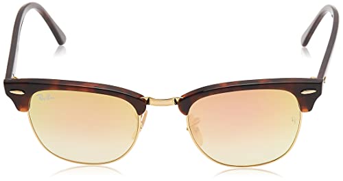 Ray-Ban Clubmaster, Gafas de Sol Unisex, Multicolor (Marco: Rojo Havana ,Vidrio: Azulado 990/7Q), 49 milímetros