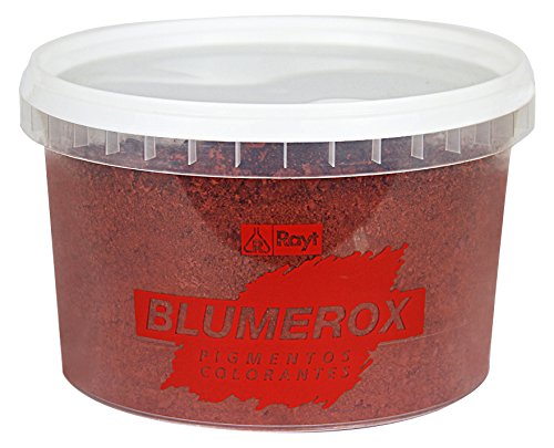 Rayt 1182-81 Blumerox Polvo para Interiores y Exteriores Cemento Blanco o Gris, Cal y Yeso. Altísimo Poder colorante. Pigmentos de Primera Calidad. Color Rojo 04, 750gr