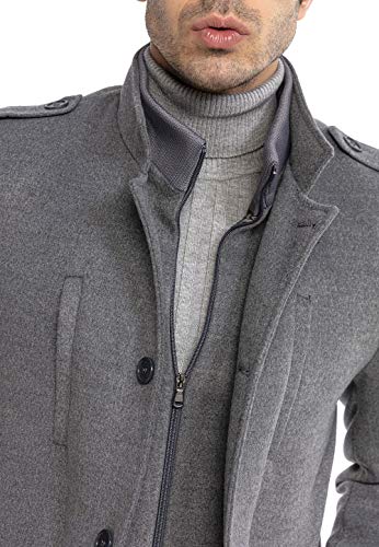 Redbridge Abrigo elegante de Hombre Chaqueta larga Slim Fit Classy Understatement Gris claro XXL