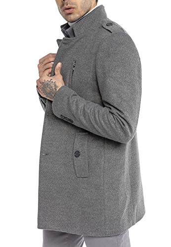 Redbridge Abrigo elegante de Hombre Chaqueta larga Slim Fit Classy Understatement Gris claro XXL