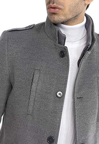 Redbridge Abrigo elegante de Hombre Chaqueta larga Slim Fit Classy Understatement Gris claro XXL