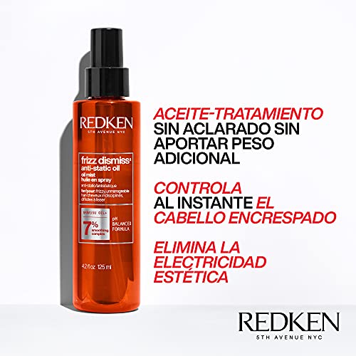 Redken | Aceite Sin Aclarado Antiencrespamiento Para Clima seco, Todo tipo de Cabello de fino a grueso, Anti-Static Oil, Frizz Dismiss, 125 ml