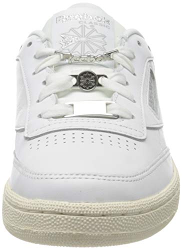 Reebok Club C 85, Gymnastics Shoe Mujer, White/Silver Met./Pure Grey 3, 39 EU