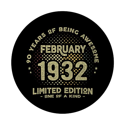 Regalo 90 años Cumpleaños Hombre Mujer - Febrero 1932 PopSockets PopGrip Intercambiable