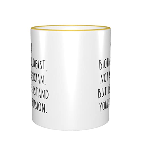 Regalo divertido para biotecnólogo no un mago, pero entiendo tu confusión, taza de té de café, la mejor idea de regalo de mordaza, taza de café de color de borde amarillo