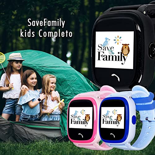 Reloj con GPS para niños SaveFamily Infantil Completo Acuático IP67. Smartwatch con Botón SOS, Anti-Bullying, Chat Privado, Modo Colegio, Llamadas y Mensajes. App SaveFamily. Incluye Cargador. Negro.