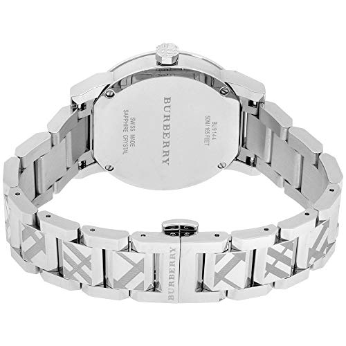 Reloj de pulsera suizo con grabado de plata con fecha 34 mm para mujer, de acero inoxidable, la ciudad BU9144