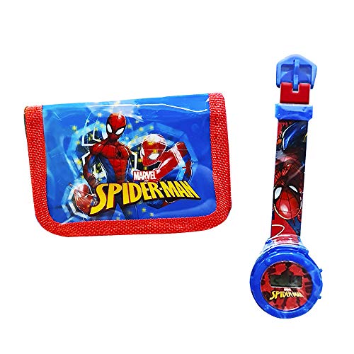 Reloj Digital Spiderman + Billetera Estampada Spiderman.El Regalo Ideal para niños.Relojes para niños a Partir de 3 años.Producto Oficial