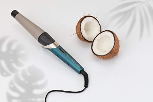 Remington Rizador de Pelo Advanced Coconut Therapy - Barril de 25-38 mm, Cerámica, 5 Ajustes, Hasta 210 °C, Digital, Azul - CI86X8