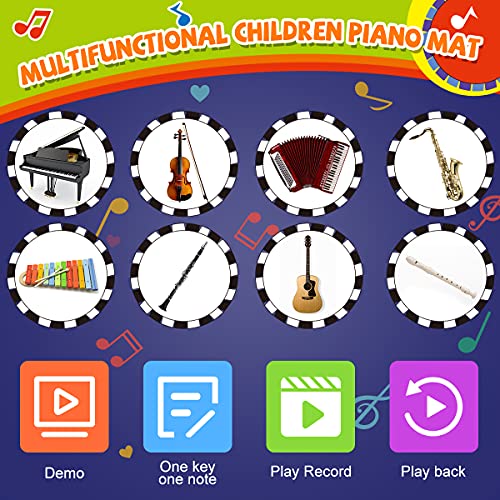 RenFox Alfombra de Piano, Alfombra Musical de Teclado, 5 Modes & 8 Sounds Touch Juego Musical para niños Regalo(110 * 36 cm)