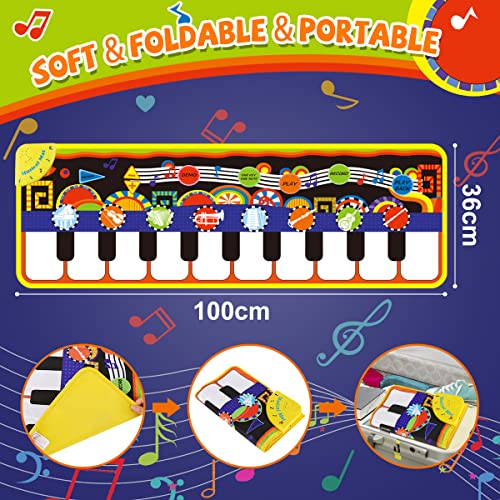 RenFox Alfombra de Piano, Alfombra Musical de Teclado, 5 Modes & 8 Sounds Touch Juego Musical para niños Regalo(110 * 36 cm)