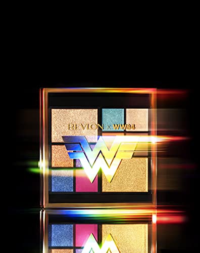 Revlon Paleta de sombras de ojos y cara de mujer maravilla WW84, 10 colores mezclables, mate, metálico y perlado