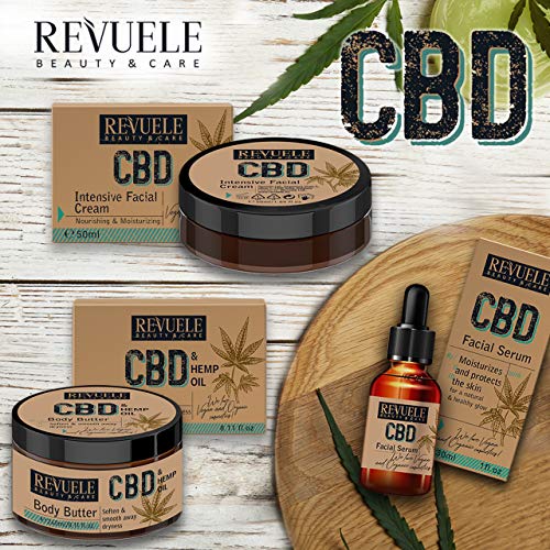 Revuele Cbd Crema Facial Intensiva, 50 Ml, Nutritiva E Hidratante Piel Deshidratada, Seca O Con Picazón, 100% Pura Natural Y Orgánica Con Aceite De Cáñamo Y Extracto De Semilla De Cannabis