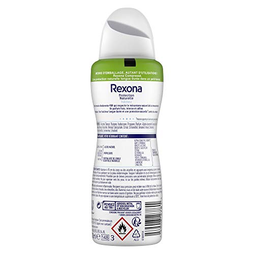 Rexona 0% Déodorant Femme Spray Compressé Protection Naturelle Fraîcheur 48h - Lot de 6 x 100 ml