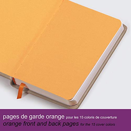 RHODIA 118630C - Carnet Rigide Violet - A6 - 192 pages - Papier Clairefontaine Uni Ivoire 90 g/m² - Marque-Page, Fermeture Élastique - Couverture Simili Cuir - Rhodiarama