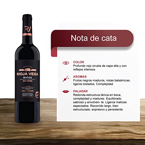 Rioja Vega - Vino tinto Rioja Vega Gran Reserva - Estuche 3 botellas de vino x 750 ml - D.O. Rioja - Vino tinto Tempranillo, graciano y mazuelo