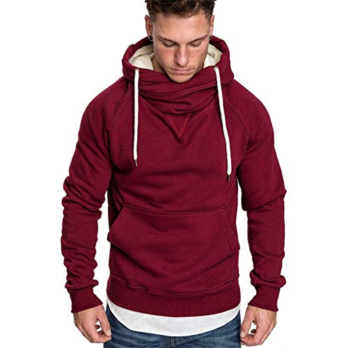 riou Sudadera Hombres Suelto Hoodie Deportes Casual Manga Larga Sudadera con Capucha Top Blusa Otoño Invierno Chándales Western Yoga Corbata Pullover