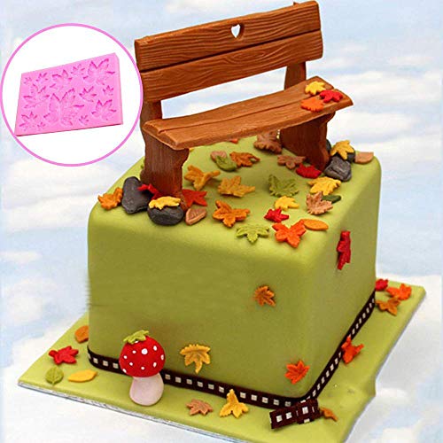 Ritte 4 Piezas Molde Fondant Hoja Arce, Molde Silicona En Forma Hoja Arce para Hacer Dulces Bricolaje, Herramientas para Hornear Decoración Pasteles