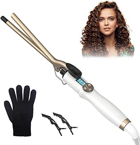 Rizador de Pelo Mini Diámetro 9MM, AIMERVO Tenacilla Ultra Fina Profesional para Ricitos Afro, Planchas con Pantalla LCD, 11 Ajustes de Temperatura de 110 a 210 °C, Revestimiento de Ceramic-Toumaline