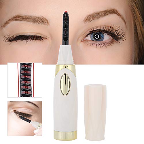 Rizador de Pestañas Eléctrico, Extensión Rápido y Duradero Electric Eyelash Shaper Tool Kit, Herramienta de Maquillaje de Pestañas, Con cepillo de pestañas, Dos modos(Blanco)