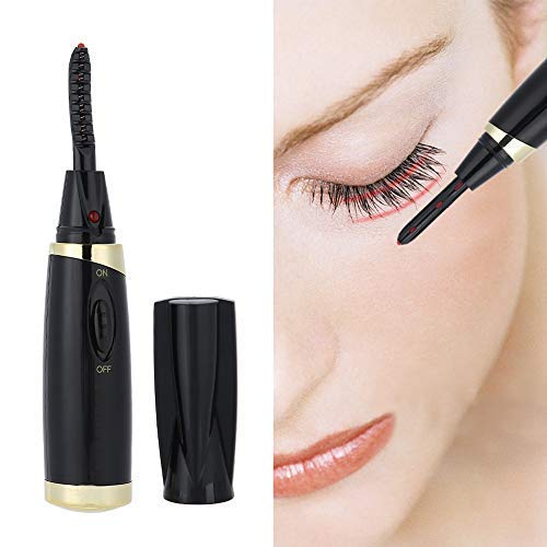 Rizador de Pestañas Térmico, LED Mini Electric Mascara Curling larga Duración Ojo Pestañas Cosmética Natural Herramienta de Curling de Pestañas para Mujeres y Niñas (Negro)