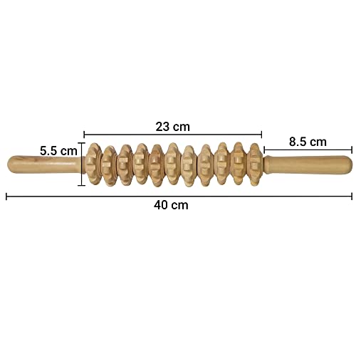 Rodillo Masajeador Maderoterapia Anticelulitico de Madera - Masaje Corporal Anti Celulitis - Piernas, Glúteos, Espalda, Brazos - 40 cm