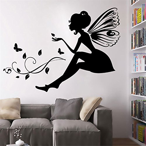 Ruikey 1 Unids Pegatinas de Pared Los Duendes de Hadas de Las Flores Arte Pegatina de Pared Tatuajes de Pared Decoración Para El Hogar para Salón Dormitorio