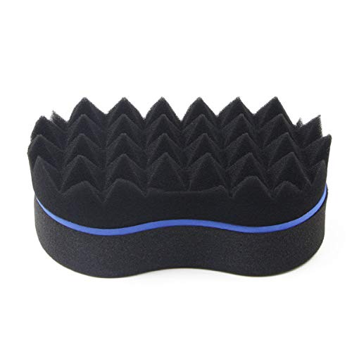 Ruiqas Esponja de pelo Magic Twist, cepillo de pelo de dos lados para peluquería, esponja de pelo con forma de rizo, rizo, ondulado, herramienta de peinado, 1 pieza azul y negro