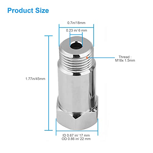 RUIZHI 2Pcs Espaciador de Sensores de Oxígeno Extensor de Adaptador de Sensor O2 para Sistemas de Escape Universal M18 * 1,5