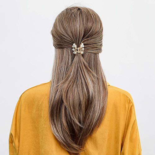 Runmi Pinzas para el pelo con perlas y cristales para mujeres y niñas (paquete de 2) (B)