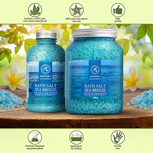 Sales Marinas de Baño 1300g - con Aceite Esencial Natural de Naranja - Extractos de Ginseng y Algas - 100% Natural Sal Marina - para un Buen Sueño - Relajación - Belleza - Cuidado Corporal