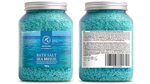 Sales Marinas de Baño 1300g - con Aceite Esencial Natural de Naranja - Extractos de Ginseng y Algas - 100% Natural Sal Marina - para un Buen Sueño - Relajación - Belleza - Cuidado Corporal