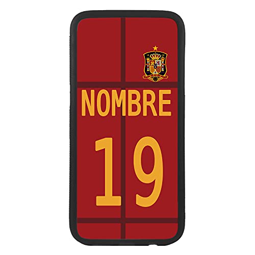 salvastore Carcasa Funda de móvil Personalizada con tu Nombre y número Camiseta selección española para iPhone 8 Funda de Goma Flexible TPU Borde Negro CREA tu diseño para la eurocopa 2021