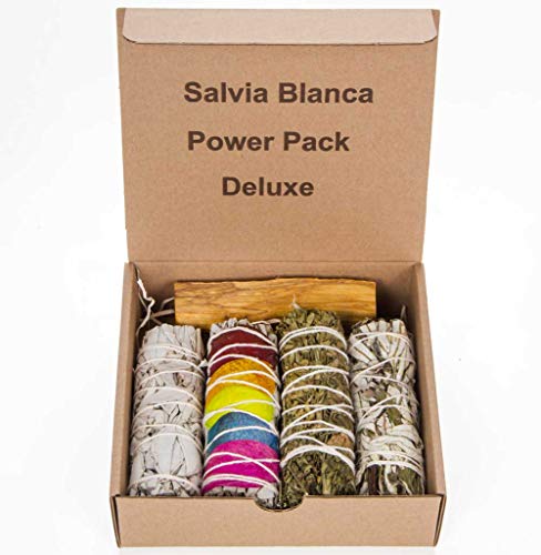 Salvia Blanca, Ruda, Yerba Santa, Salvia y Pétalos Rosa, Palo Santo. Incienso Natural para Limpieza del hogar, bendición, protección, Amor